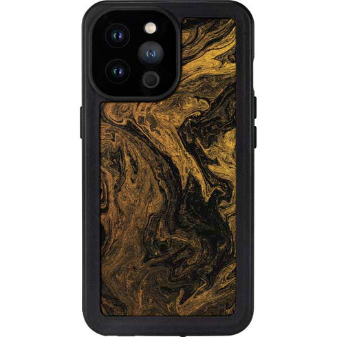 Gold and Black Marble iPhone 14 Pro Max Waterproof Case