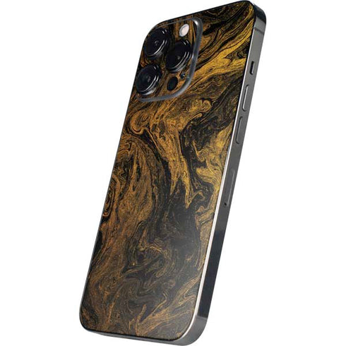 Gold and Black Marble iPhone 15 Pro Skin
