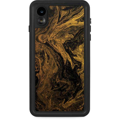 Gold and Black Marble iPhone XR Waterproof Case
