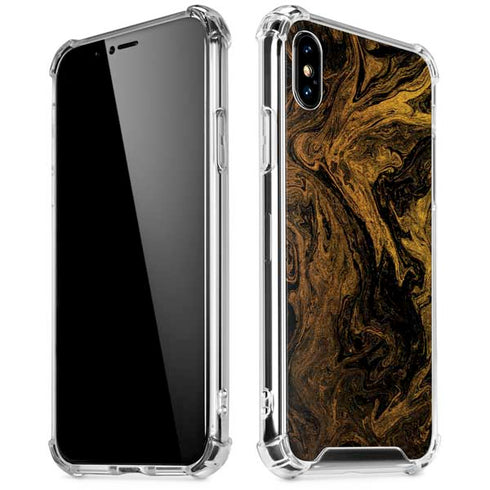 Gold and Black Marble iPhone XS Max Clear Case