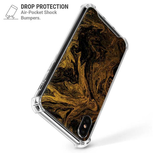 Gold and Black Marble iPhone XS Max Clear Case