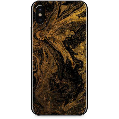 Gold and Black Marble iPhone XS Skin