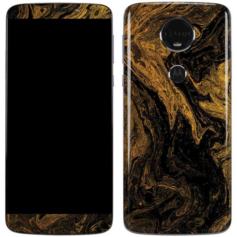 Gold and Black Marble Moto E5 Plus Skin