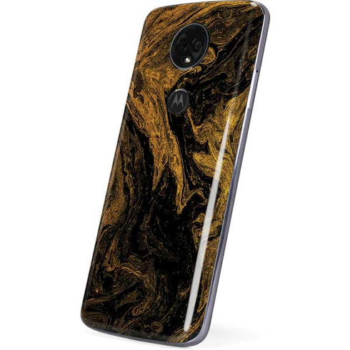 Gold and Black Marble Moto E5 Plus Skin