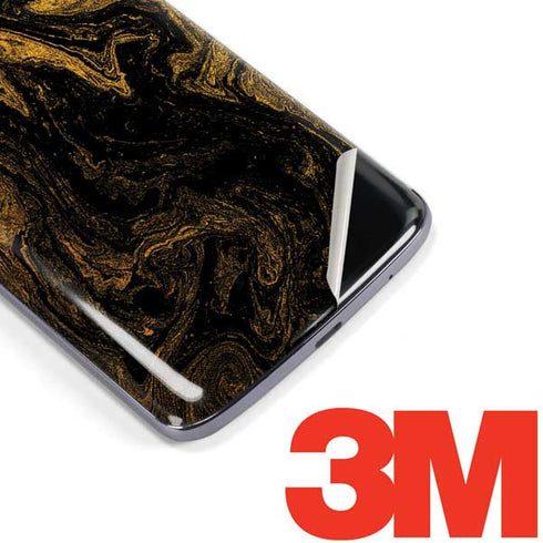Gold and Black Marble Moto E5 Plus Skin