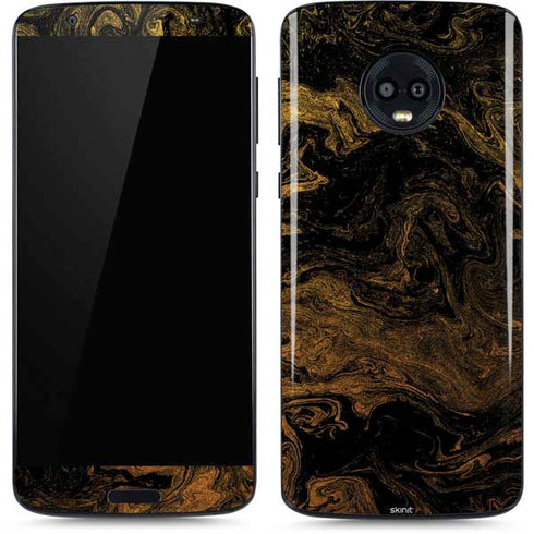 Gold and Black Marble Moto G6 Skin