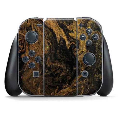 Gold and Black Marble Nintendo Switch (2017-2021) Joy-Con Controller Skin