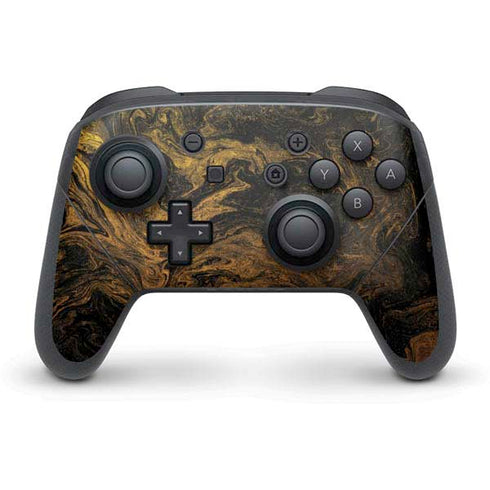 Gold and Black Marble Nintendo Switch Pro Controller Skin