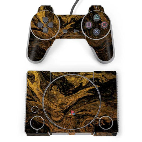 Gold and Black Marble PlayStation Classic Bundle Skin