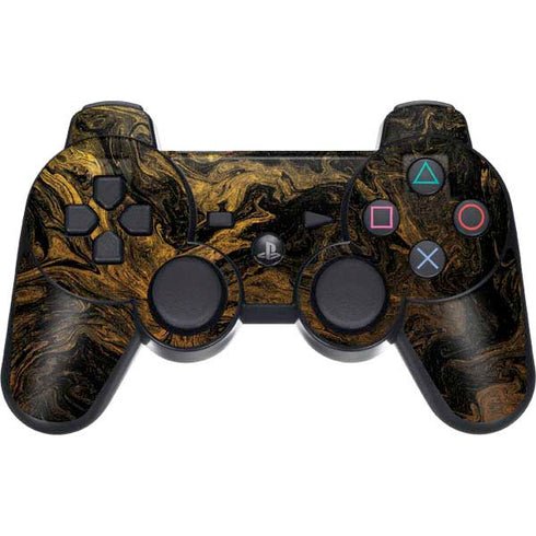 Gold and Black Marble PS3 Dual Shock wireless controller Skin