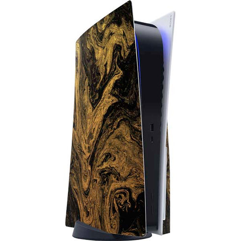 Gold and Black Marble PS5 Console Skin
