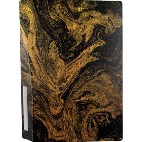 Gold and Black Marble PS5 Console Skin