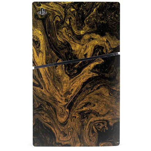 Gold and Black Marble PS5 Slim Disk Console Skin