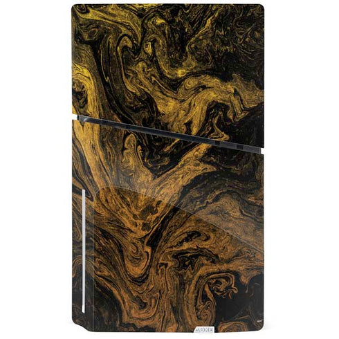 Gold and Black Marble PS5 Slim Disk Console Skin
