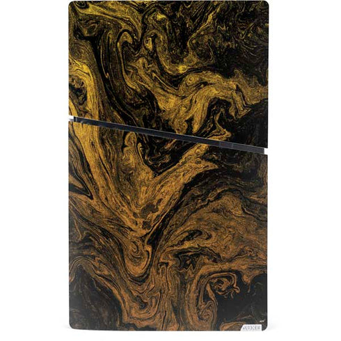 Gold and Black Marble PS5 Slim Digital Edition Bundle Skin
