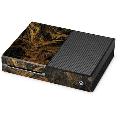 Gold and Black Marble Xbox One Console Skin