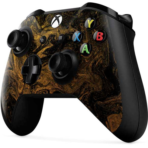 Gold and Black Marble Xbox One X Controller Skin