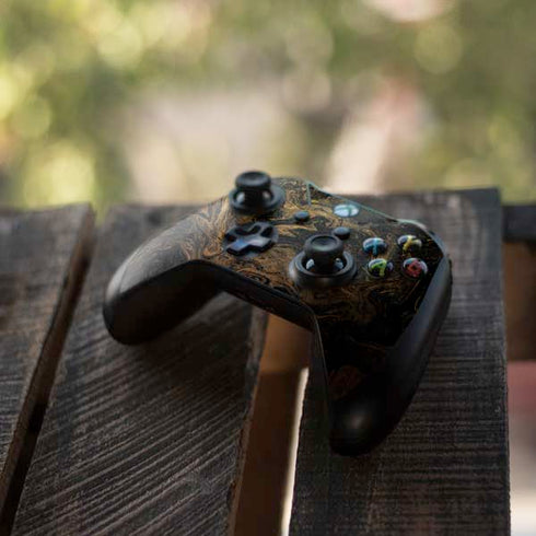 Gold and Black Marble Xbox One X Controller Skin