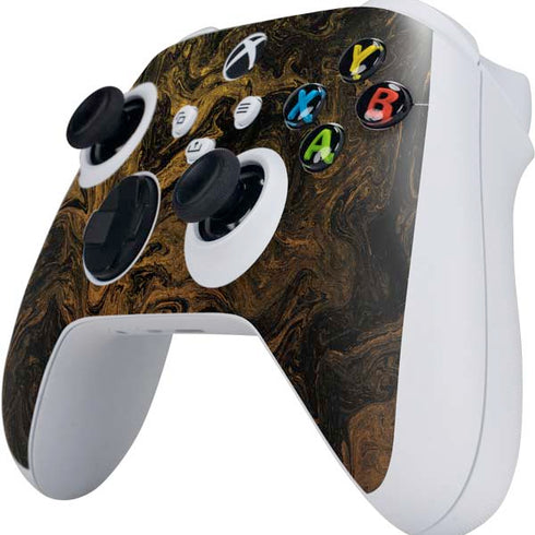 Gold and Black Marble Xbox Series S Controller Skin