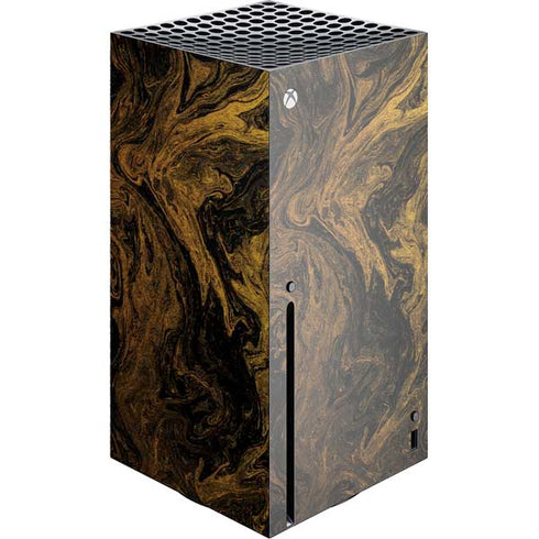 Gold and Black Marble Xbox Series X Console Skin