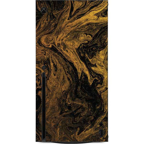 Gold and Black Marble Xbox Series X Console Skin
