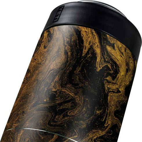 Gold and Black Marble Yeti Colster Can Insulator Skin