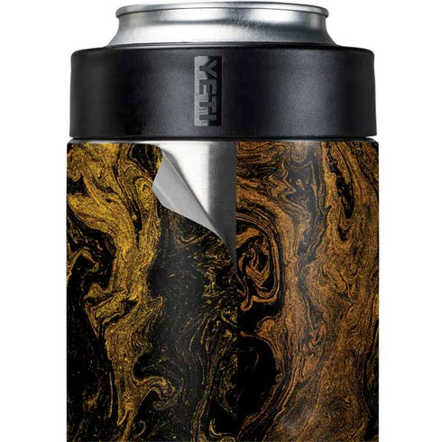 Gold and Black Marble Yeti Colster Can Insulator Skin