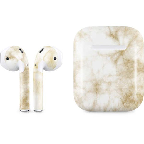 Gold and White Marble Apple AirPods 2 Skin
