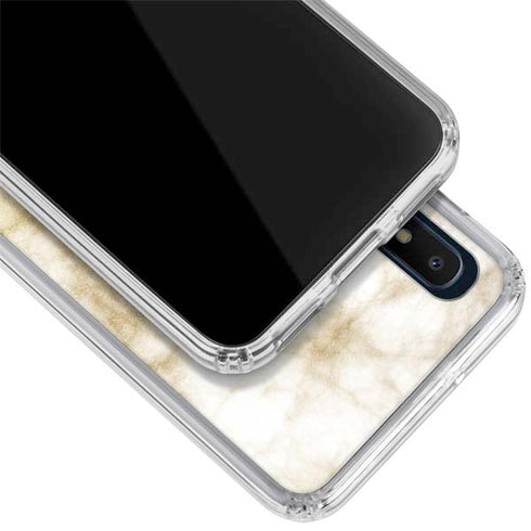 Gold and White Marble Galaxy A10e Clear Case