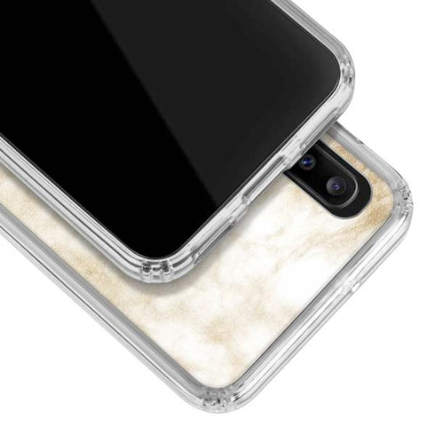 Gold and White Marble Galaxy A20 Clear Case