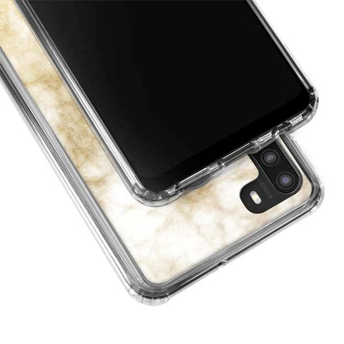 Gold and White Marble Galaxy A21 Clear Case