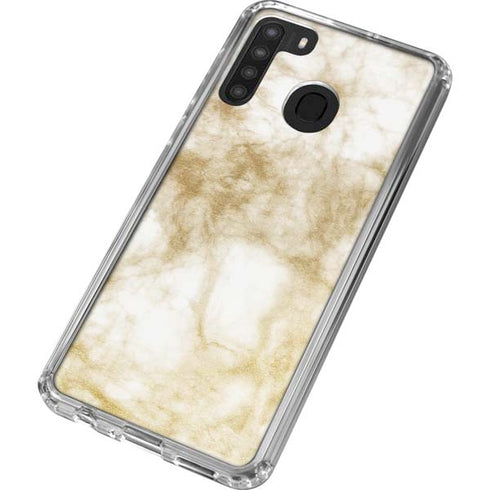 Gold and White Marble Galaxy A21 Clear Case