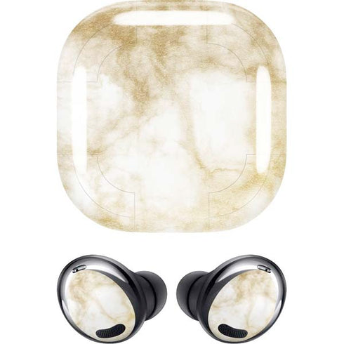 Gold and White Marble Galaxy Buds Pro Skin