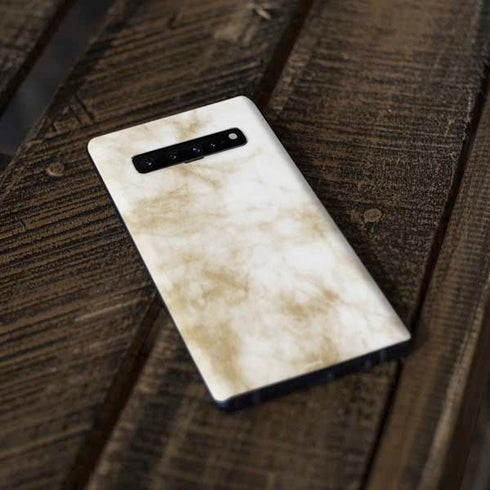 Gold and White Marble Galaxy S10 Plus Skin