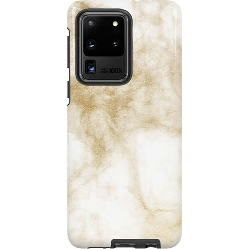 Gold and White Marble Galaxy S20 Ultra 5G Pro Case