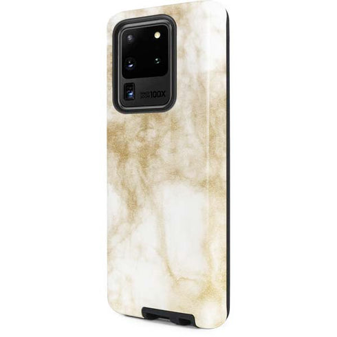 Gold and White Marble Galaxy S20 Ultra 5G Pro Case