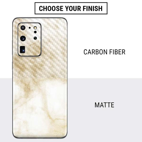 Gold and White Marble Galaxy S20 Ultra 5G Skin