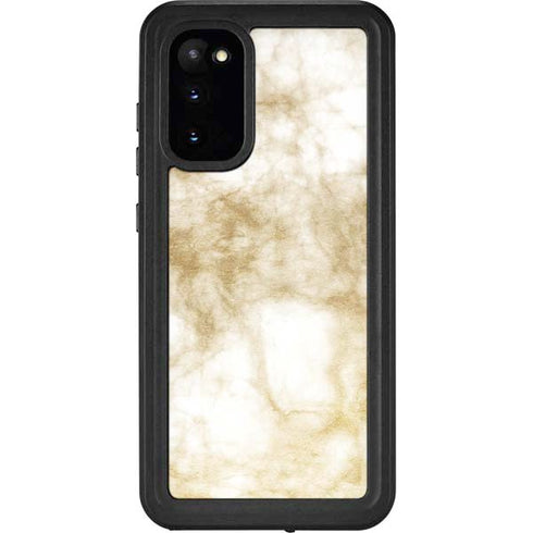 Gold and White Marble Galaxy S20 Waterproof Case