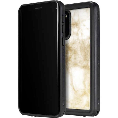 Gold and White Marble Galaxy S20 Waterproof Case