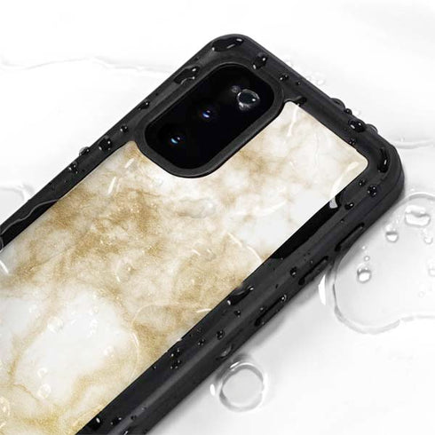 Gold and White Marble Galaxy S20 Waterproof Case