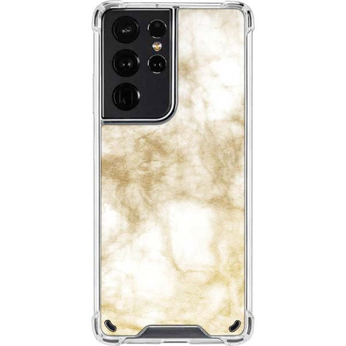 Gold and White Marble Galaxy S21 Ultra 5G Clear Case