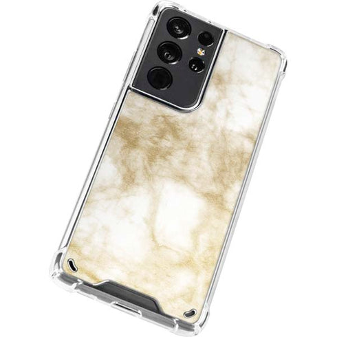 Gold and White Marble Galaxy S21 Ultra 5G Clear Case