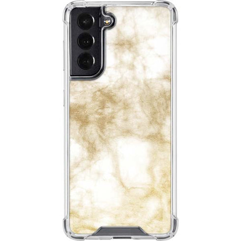 Gold and White Marble Galaxy S22 Clear Case