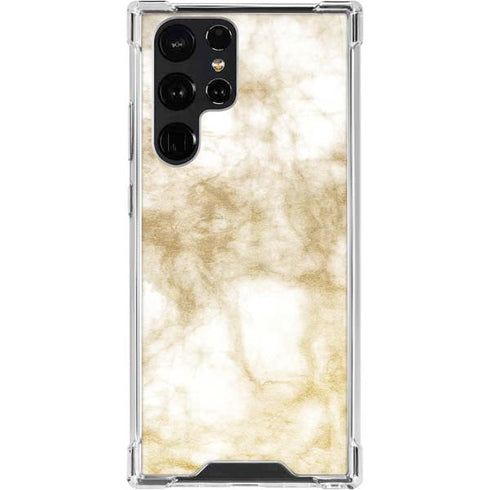 Gold and White Marble Galaxy S22 Ultra Clear Case