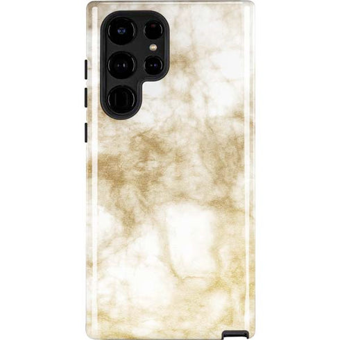 Gold and White Marble Galaxy S22 Ultra Pro Case