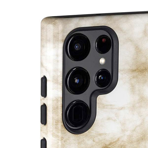 Gold and White Marble Galaxy S22 Ultra Pro Case