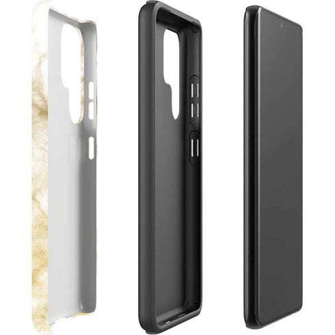 Gold and White Marble Galaxy S22 Ultra Pro Case