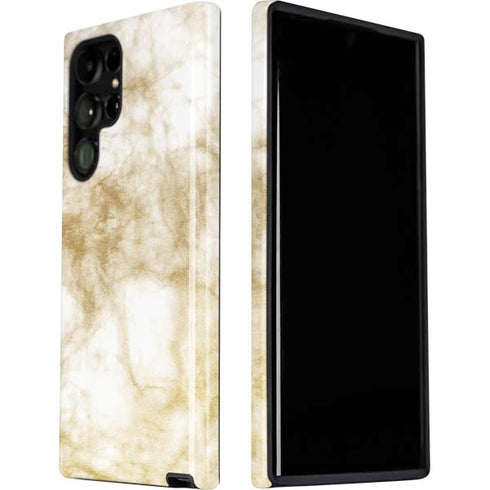 Gold and White Marble Galaxy S22 Ultra Pro Case