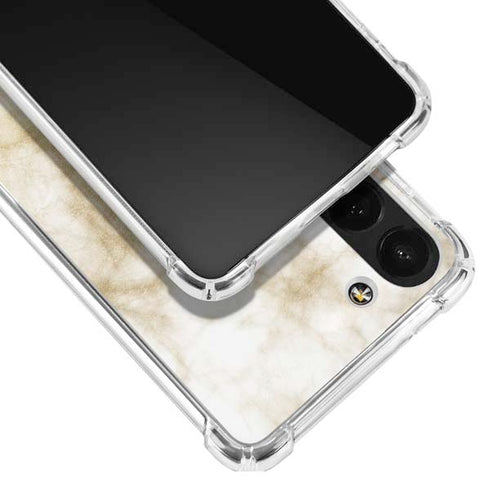 Gold and White Marble Galaxy S23 Clear Case