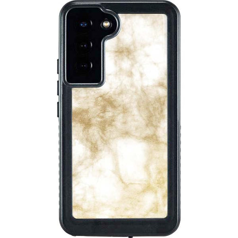 Gold and White Marble Galaxy S23 Plus Waterproof Case